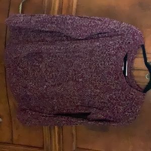 Like new burgundy and white  cable knit sweater.